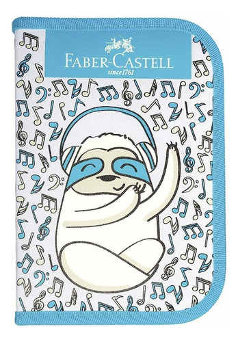 Estojo Escolar Preguiça Faber Castell Cor Azul