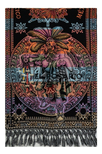 Rebozo Artesanal Mexicano - Amor Eterno Color Colorín Negro 3