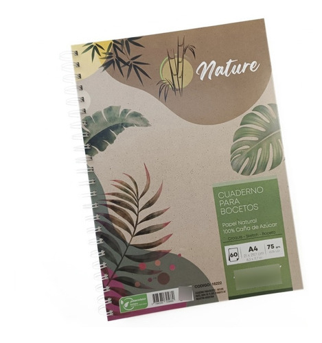 Block Para Dibujo A4 Plantec 60 Hojas Lisa 75 Gr Nature