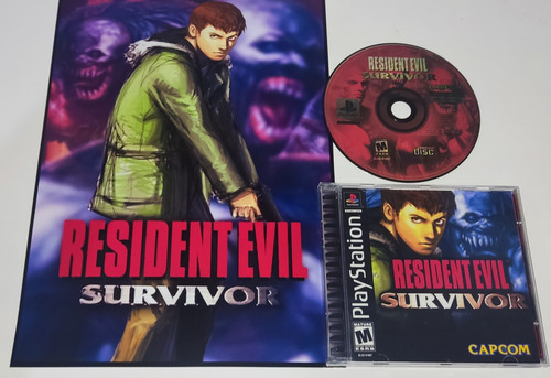 Resident Evil Survivor Ps1 Patch Midia Preta+manual+pôster