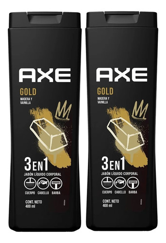 2 Jabón Líquido Corporal Axe Gold 400ml