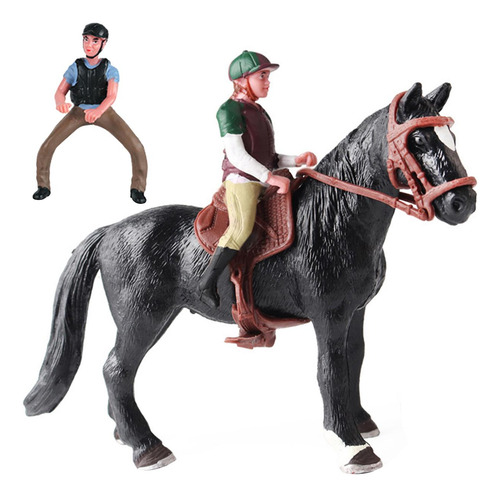 Figura De Cavalo Modelo Animal Com Sela, Totalmente Preto