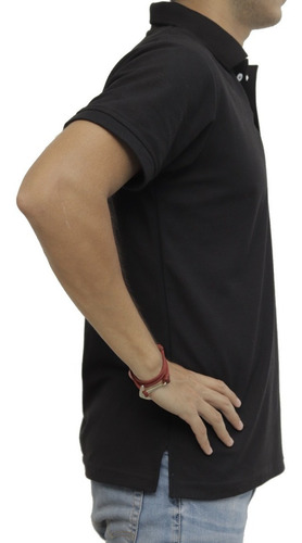 Imagen 2 de 3 de Playera Tipo Polo Color Negro Caballero Algodón Peinado