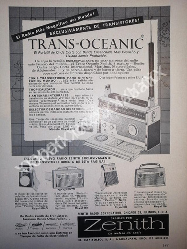 Cartel Retro . Radio Trans Oceanico Zenith 1950s 50