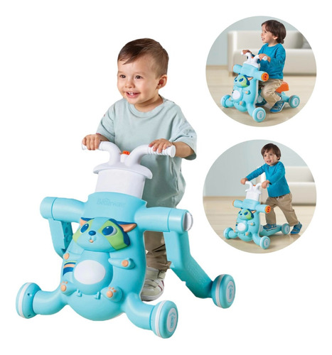 Andador 3 En 1 Carrito Patin Bebés 0-3 Años Portátil Azul