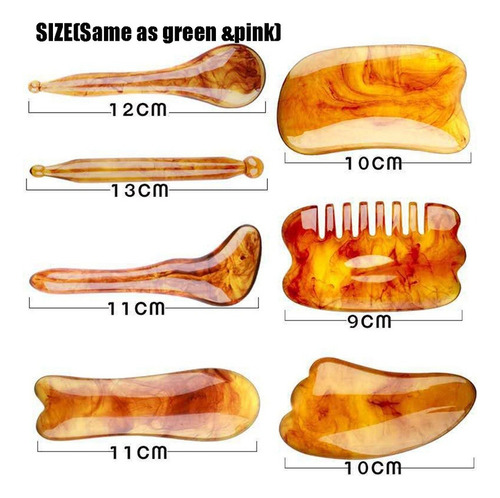Kit 7 Platos De Masaje Gua Sha Piedra Natural Jade