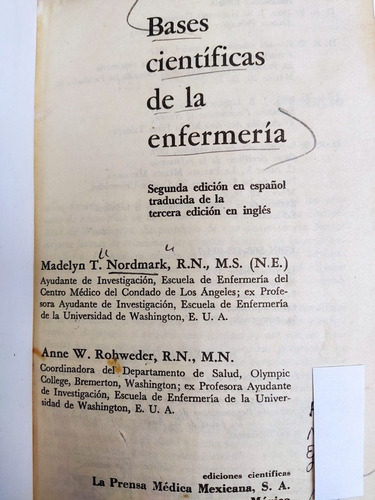 Libro Bases Científicas De La Enfermería M T Nordmark 173c1 (Usado)