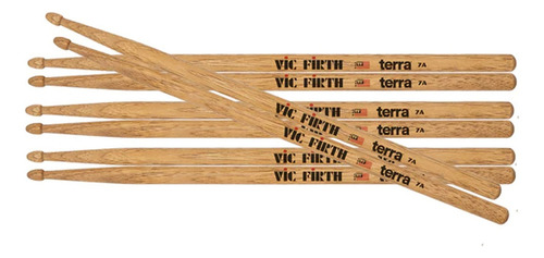 Vic Firth Terra P7at4pk Baquetas Paquete 4 Pares 7a Olivo Color Natural Tamaño 5A