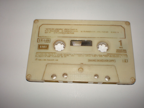 Iron Maiden Acto De Locura Cassette Nacional-metallica Ac/dc