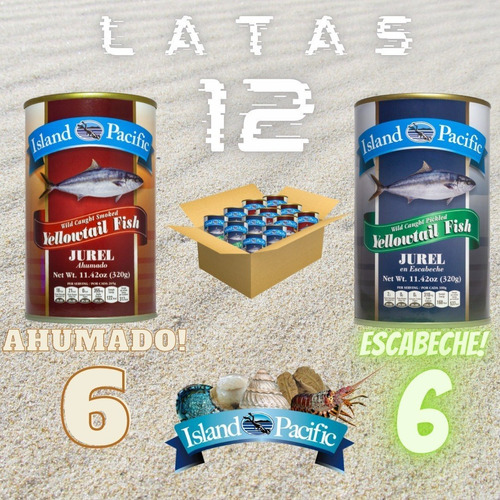 (12 Latas) 6 Jurel Ahumado, 6 Jurel En Escabeche Island Paci