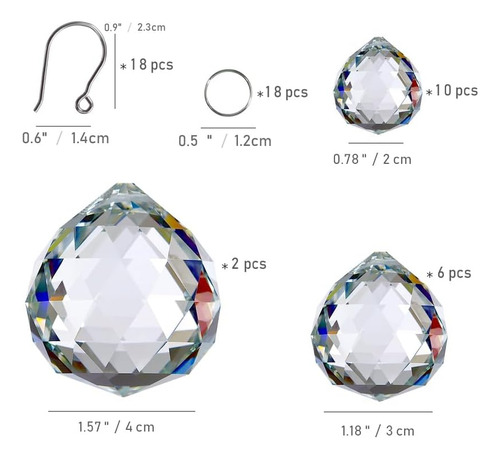18pcs Cristal Bola Prisma Suncatcher, Colgando Cristales...
