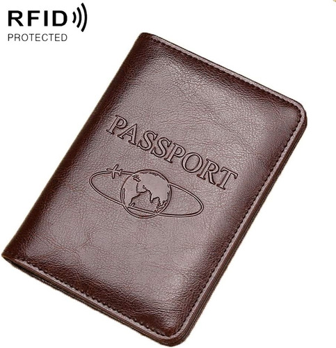 Billetera Pasaporte Cuero Portadocument Protección Anti-rfid