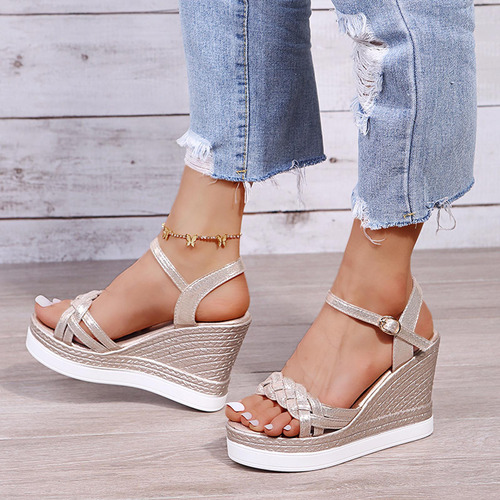 Sandalias De Mujer Con Hebilla De Metal, Cómodos Zapatos De