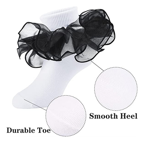 Calcetines De Encaje Con Volantes Para Niñas, 3 Pares, Calce