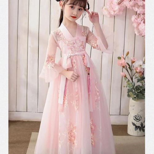 Vestido Hanfu Super Fairy Para Niñas De Primavera Y Otoño, T