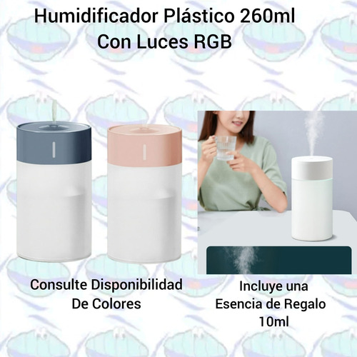Humidificador Plástico Rgb 260ml / Aromaterapia 