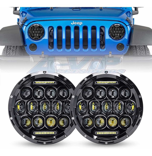 Juego Opticas Faro Led Jeep Wrangler Ika F100 Chevy 7 PuLG.