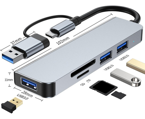 // Multi Puerto Usb3.0 Y Usb C Hub Convertidor De Estación