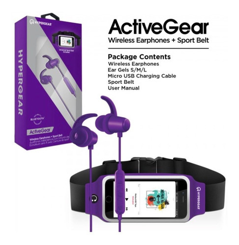 Audífonos Deportivos Con Cinturón Deportivo Hypergear Color Violeta