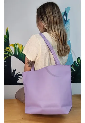 Cartera Bolso Tote Bag Grande Eco Cuero Con Cierre Mujer