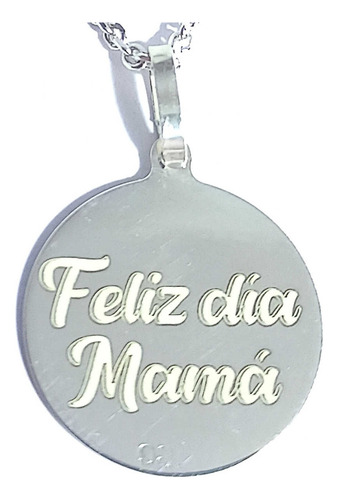 Imagen 4 de 8 de Foto Medalla Plata 925 Redonda 20mm + Cadena Mujer