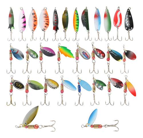 30 Señuelos De Pesca Con Caja De Almacenamiento Spinnerbaits