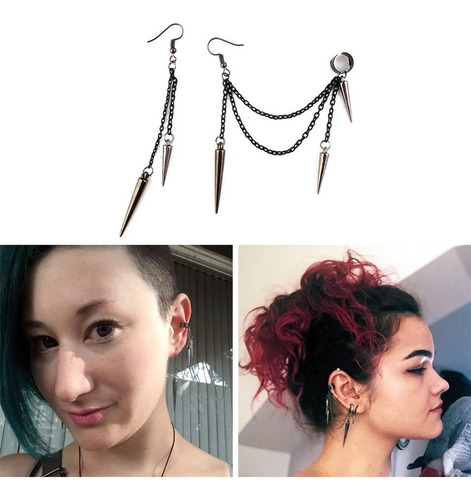 . Gancho De Oreja Con Borla De Cadena Con Remaches Largos