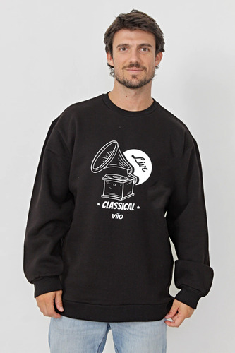 Buzo Oversize Viste Vilo Estampado Tocadiscos Frisado