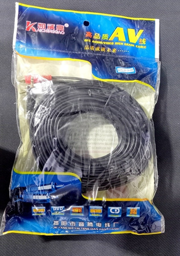 Imagen 3 de 3 de Cable De Audio Rca A Auxiliar Jack 3.5mm De 20mts