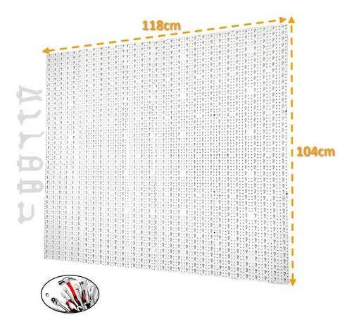 Painel Ferramenta Modular 118x104 Plástico 96 Ganchos Branco