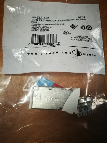 Paquete De Dos Conectores Siemon Cat6a Z6a-s02 Blanco Rj45