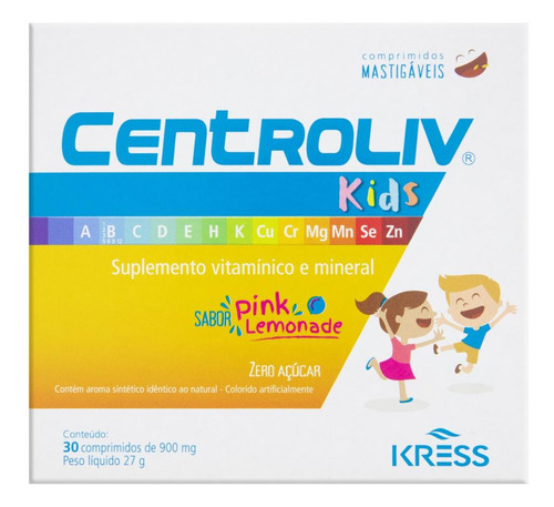 Centroliv Kids 30 Comprimidos Mastigáveis Zero Açúcar