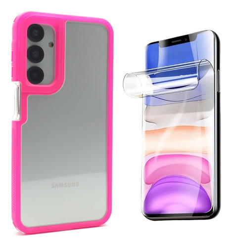 Funda + Mica Para Samsung A16 Case Protector Carcasa Rudo Prisma Colors - Rosa Chicle Samsung A16
