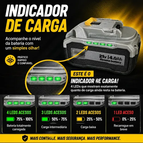 りい Bateria Original Ions Lítio 21v 4ah Xtreme Indicador Carga