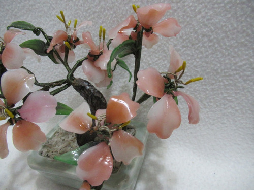 Árbol De La Vida Flores Rosadas Piedra Dura Maceta Celadón (Usado)
