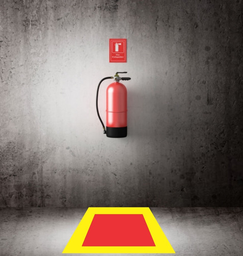 Demarcação De Solo 1x1m Para Extintor E Hidrante Bombeiro