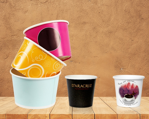 500 Potes Papel Para Sorvete E Açaí 360 Ml C/ Tampa