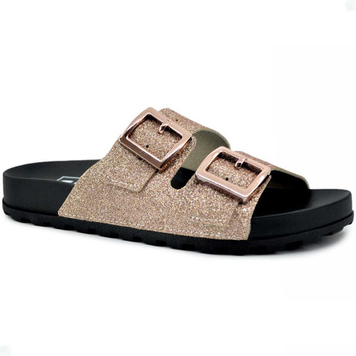  Sandália Feminina Moleca Birken Confort Shine Fivela Dupla 