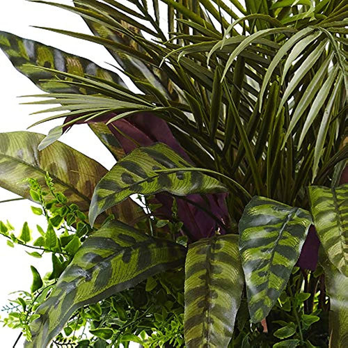 Palmera Areca Mixta 6828 Casi Natural, Helecho Y Pavo Real C