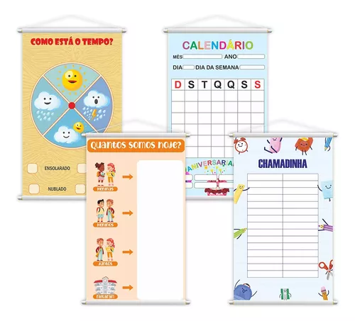 Kit de 2 Banners Escolares Calendário e Aniversariantes + Chamadinha 30  alunos - Loja PlimShop