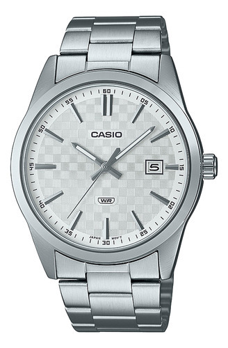 Reloj Casio Modelo Mtp-vd03 Metal Caratula Blanca Color de la correa Plateado Color del bisel Plateado Color del fondo Blanco