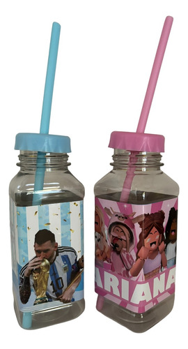 10 Botellas Plásticas Cuadrada Toda Personalizadas Souvenirs