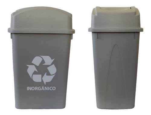 Imagen 3 de 3 de Cesto Bote Basura Inorganica Sablon 65 Lt Tapa Balancin
