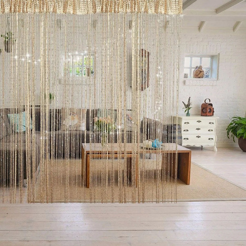 2 Cortinas De Hilo Decorativas Fiestas Puerta Con Flecos