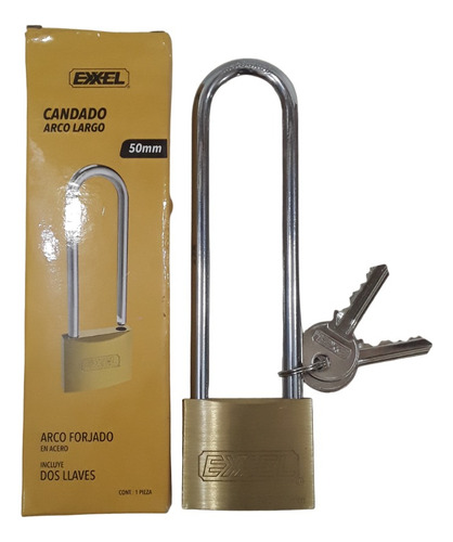 Candado Exxel 50mm Arco Largo Con Llave Cod: 05-007-136