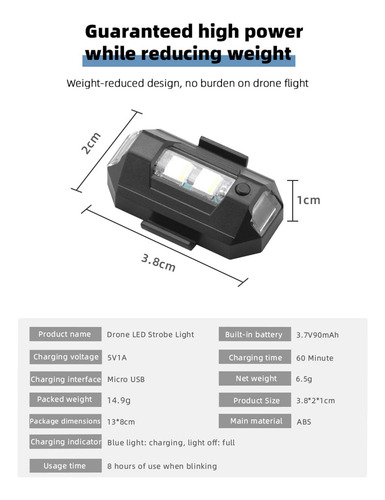 Drone Night Strobe Lamp Indicador Flash Light, 4 Luces De