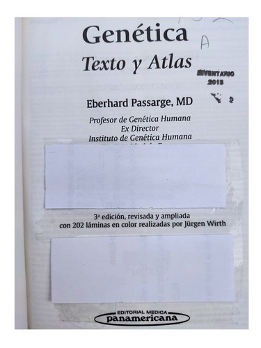 Libro Genetica: Texto Y Atlas E. Passarge 159c2