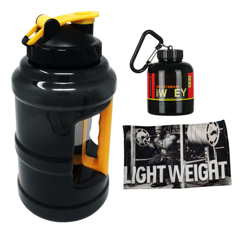 Shaker Super Kit Premium Para Gym + Porta Proteína + Toalla 