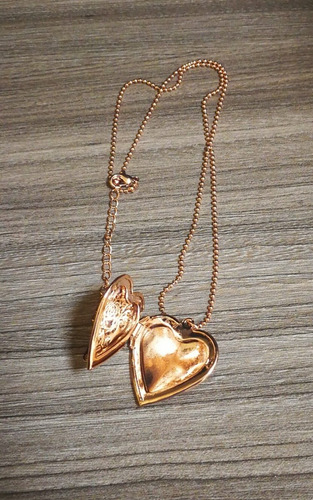 Collar Portafoto Corazón Bañado Oro Rosa Joya Relicario