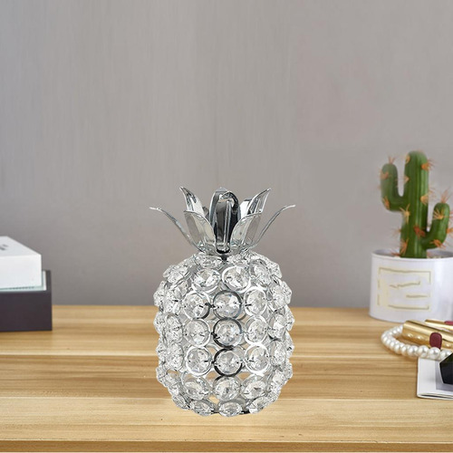 Prata Cristal Cristal Abacaxi Ornamento Estátua De Strass